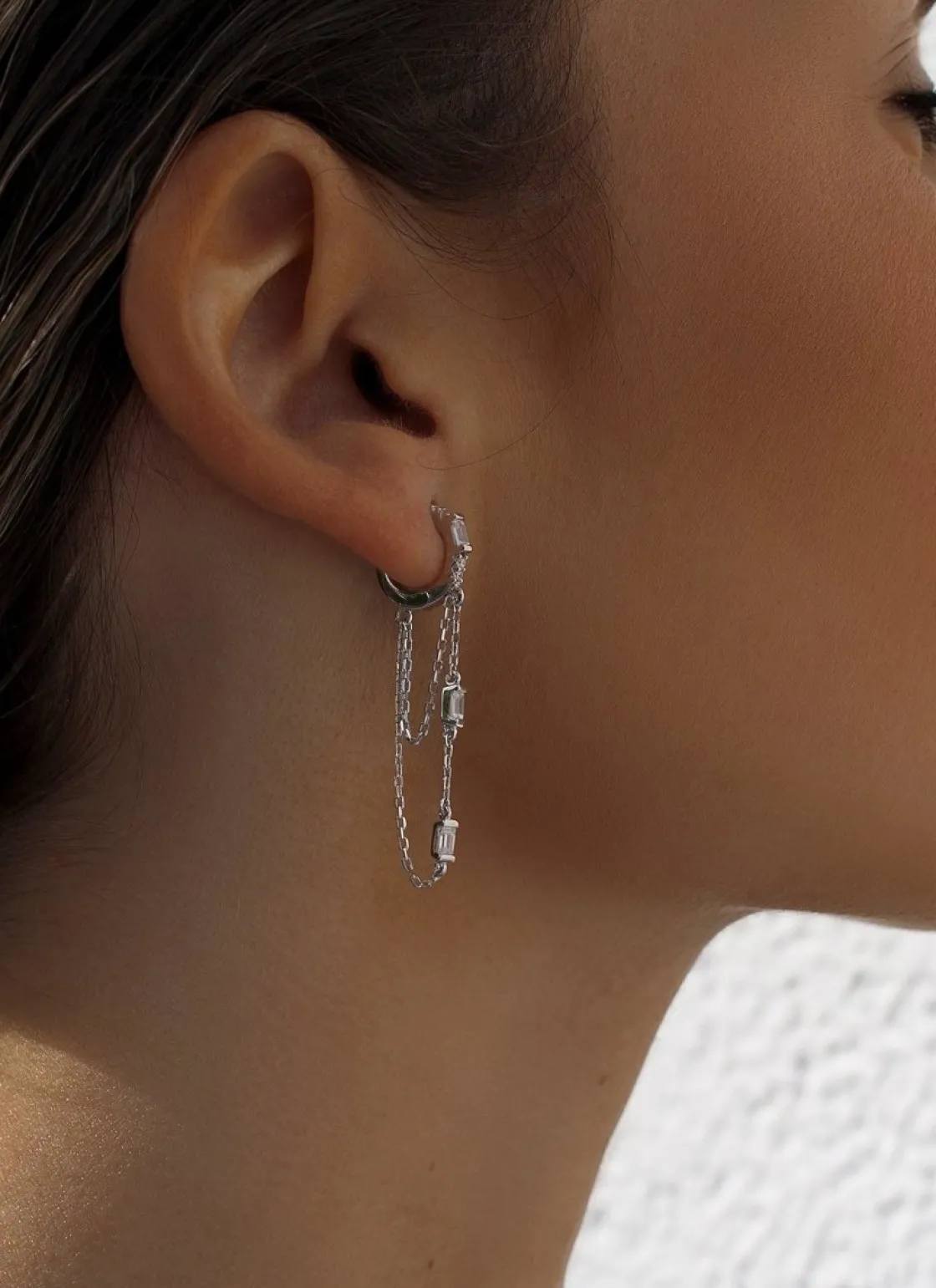 Pendientes Con Colgantes | LINEARGENT Pendientes con colgantes plata diseño cadenas