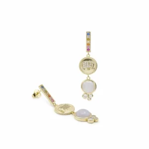 Pendientes Con Colgantes | LINEARGENT Pendientes con colgantes plata diseño medalla baño en oro
