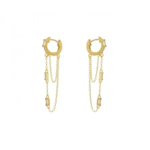 Pendientes Con Colgantes | LINEARGENT Pendientes con colgantes plata dorado diseño cadenas