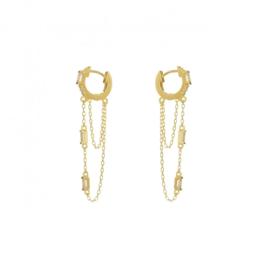 Pendientes Con Colgantes | LINEARGENT Pendientes con colgantes plata dorado diseño cadenas