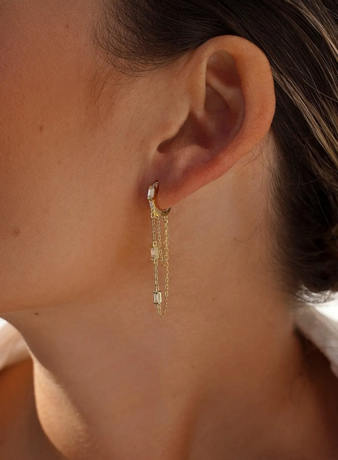 Pendientes Con Colgantes | LINEARGENT Pendientes con colgantes plata dorado diseño cadenas