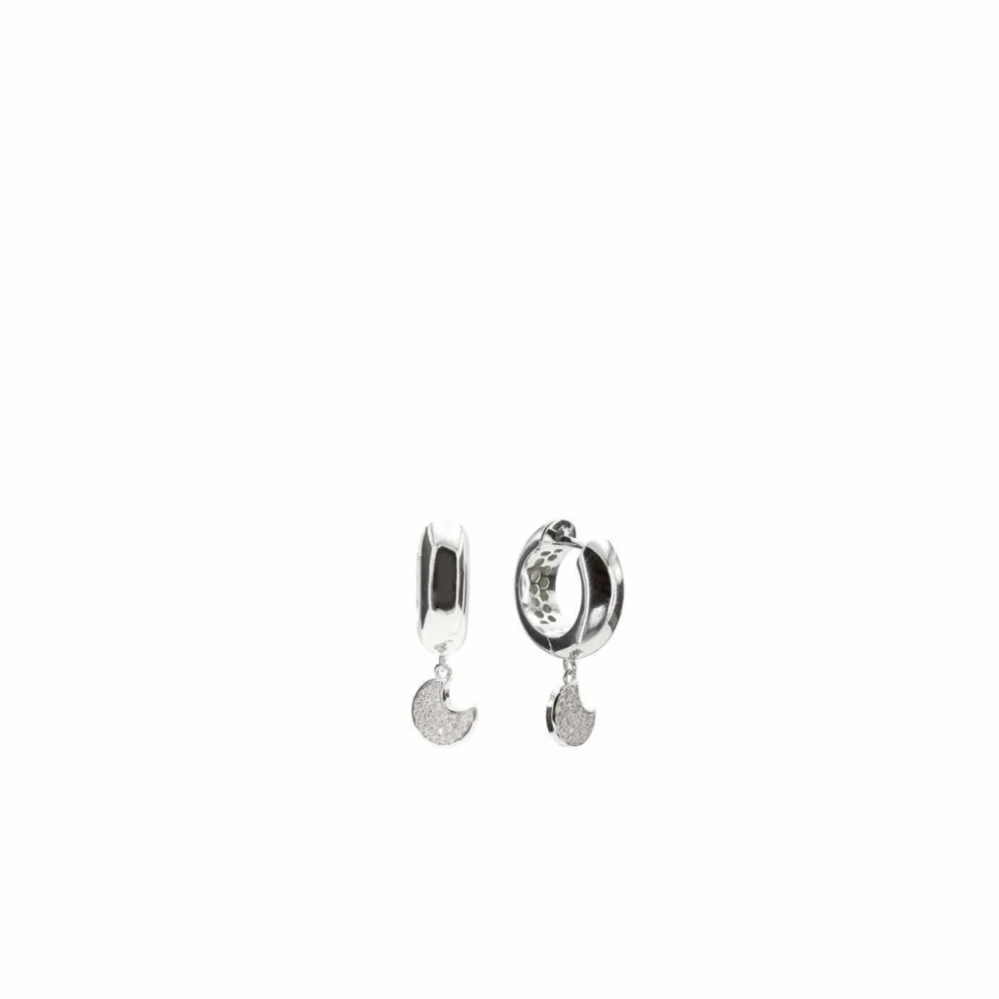 Pendientes Con Colgantes | LINEARGENT Pendientes con colgantes plata estilo aro móviles con motivo de luna y circonita
