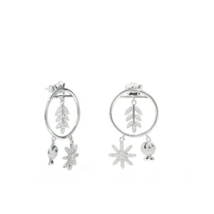 Pendientes Con Colgantes | Pendientes Aro | LINEARGENT Pendientes con colgantes plata triple motivo diseño naturaleza