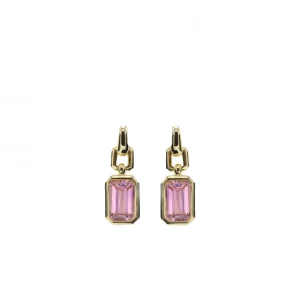 Pendientes De Piedras De Colores | LINEARGENT Pendientes con colgantes talla radiante en tono rosado