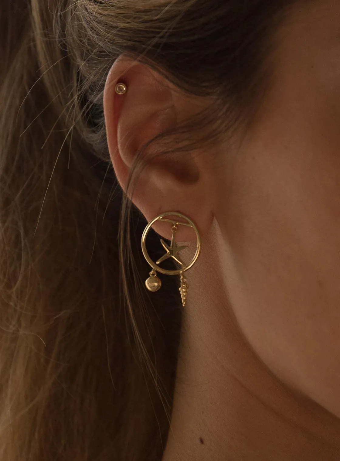 Pendientes Con Colgantes | LINEARGENT Pendientes con colgantes triple motivo diseño marino