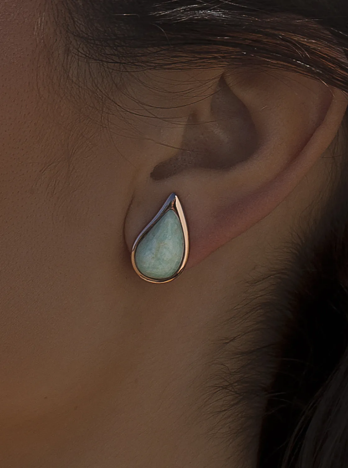 Pendientes De Piedra Natural | LINEARGENT Pendientes con piedra aquamarina en forma de gota