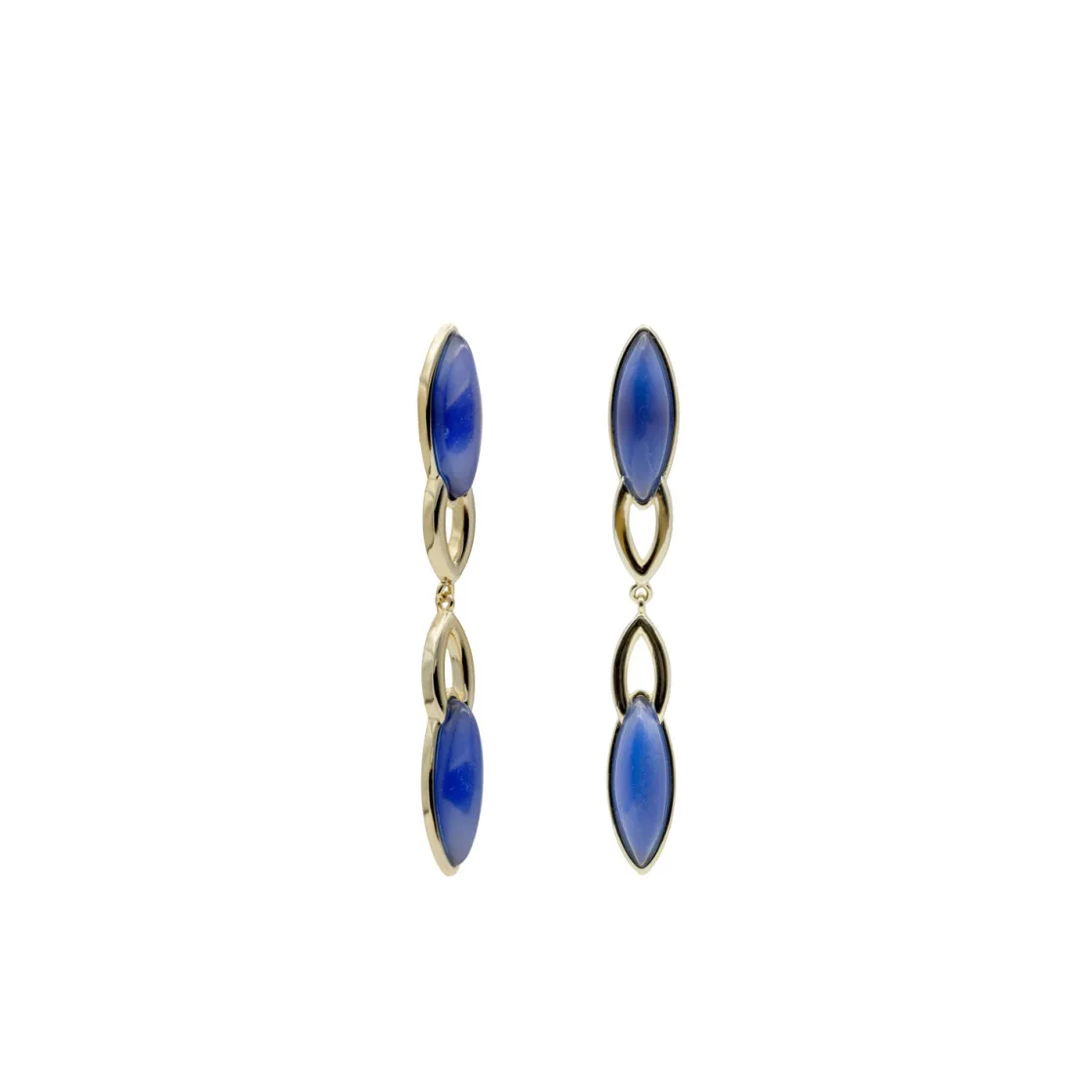 Pendientes Largos | Pendientes De Piedra Natural | LINEARGENT Pendientes con piedra tipo zafiro en forma de ovolos alargados