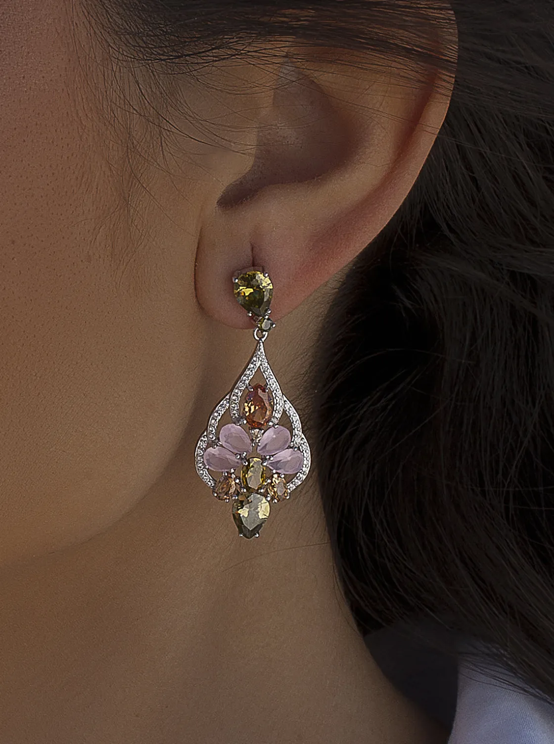 Pendientes De Piedra Natural | Pendientes De Piedras De Colores | LINEARGENT Pendientes con piedras diseño barroco con tonos romanticos
