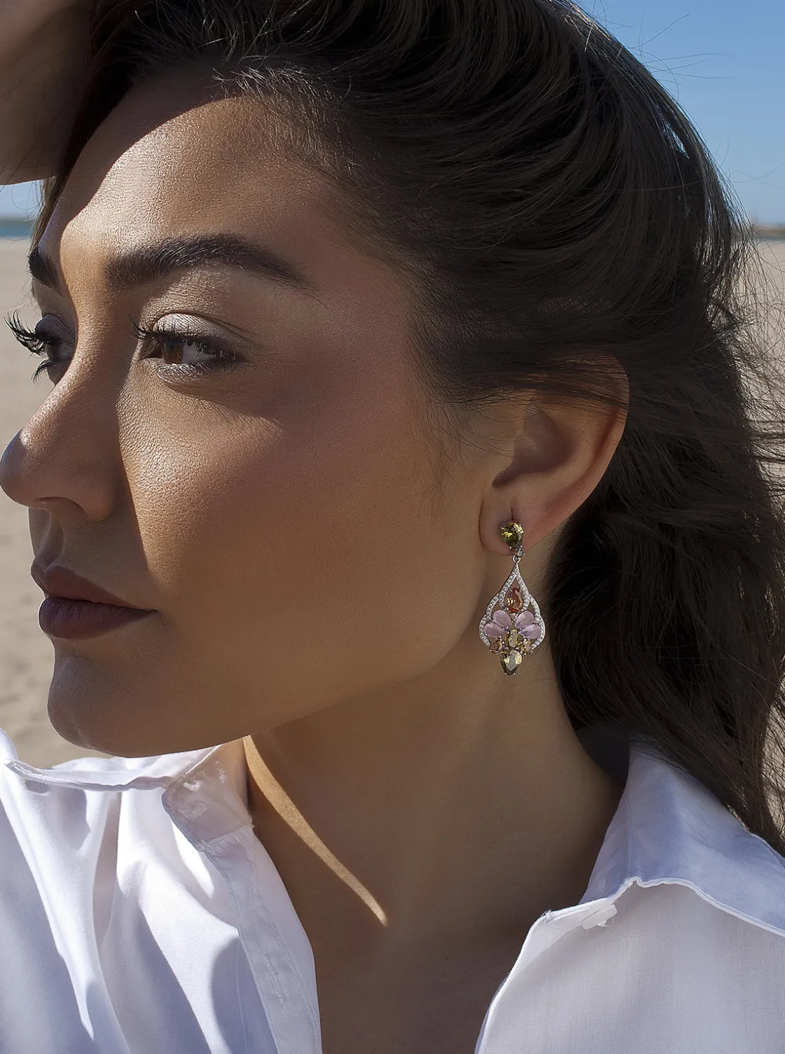Pendientes De Piedra Natural | Pendientes De Piedras De Colores | LINEARGENT Pendientes con piedras diseño barroco con tonos romanticos