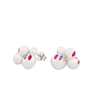 Pendientes De Piedras De Colores | LINEARGENT Pendientes con piedras diseño bubbles tono rosado