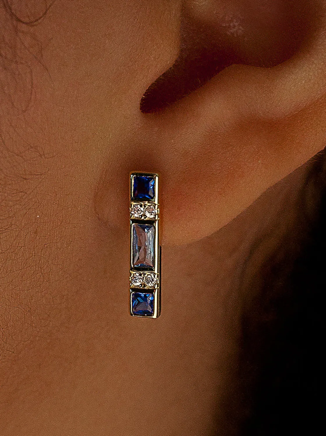 Pendientes De Piedras De Colores | Pendientes Pequeños | LINEARGENT Pendientes con piedras diseño tonos azules