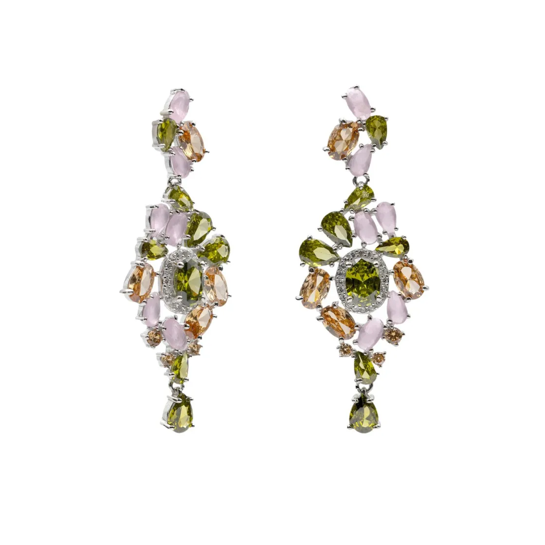 Pendientes De Piedras De Colores | LINEARGENT Pendientes con piedras largos barrocos en tonos suaves