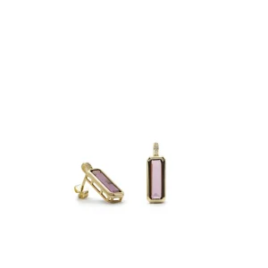 Pendientes De Piedras De Colores | LINEARGENT Pendientes con piedras talla radiante tono rosa