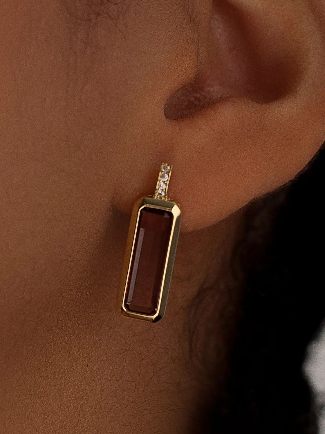 Pendientes De Piedras De Colores | LINEARGENT Pendientes con piedras talla radiante tono rosa