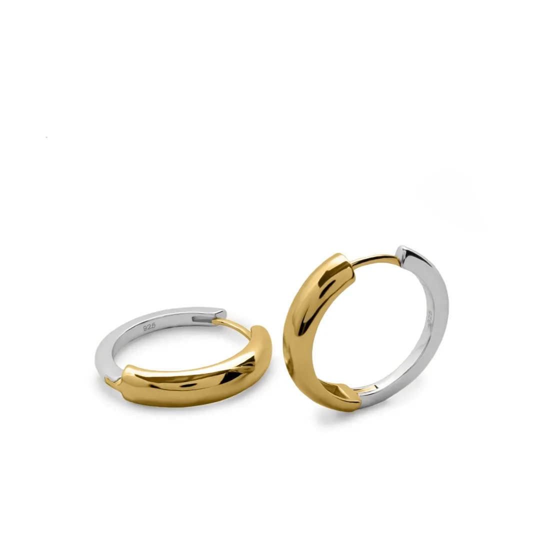 Pendientes Aro | LINEARGENT Pendientes de aro bicolor diámetro mediano con dorado delante