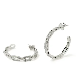 Pendientes Aro | LINEARGENT Pendientes de aro con diseño de cadena con circonitas