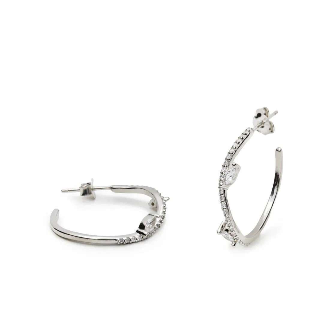 Pendientes Aro | LINEARGENT Pendientes de aro irregulares con circonitas