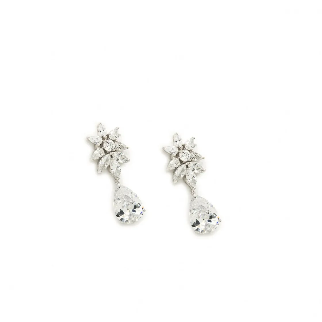 Pendientes Largos | LINEARGENT Pendientes de novia pequeños festivos con diseño floral