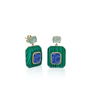 Pendientes De Piedras De Colores | LINEARGENT Pendientes de piedra natural con malachite y lapislazuli