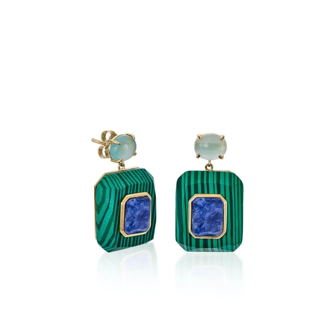 Pendientes De Piedras De Colores | LINEARGENT Pendientes de piedra natural con malachite y lapislazuli