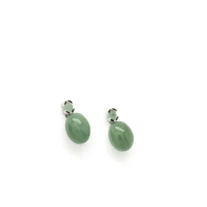 Pendientes De Piedra Natural | LINEARGENT Pendientes de piedra natural de plata con burbuja de aventurine