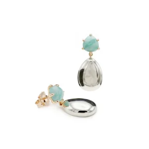 Pendientes De Piedra Natural | Pendientes De Piedras De Colores | LINEARGENT Pendientes de piedra natural diseño de plata lisa y aguamarina