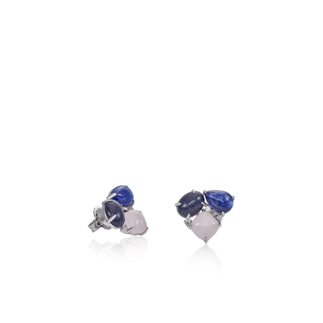 Pendientes De Piedra Natural | Pendientes Pequeños | LINEARGENT Pendientes de piedra natural diseño triangular con circonitas