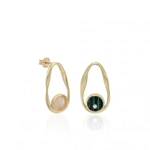 Pendientes De Piedra Natural | Pendientes De Piedras De Colores | LINEARGENT Pendientes de piedra natural dorados de diseño irregular