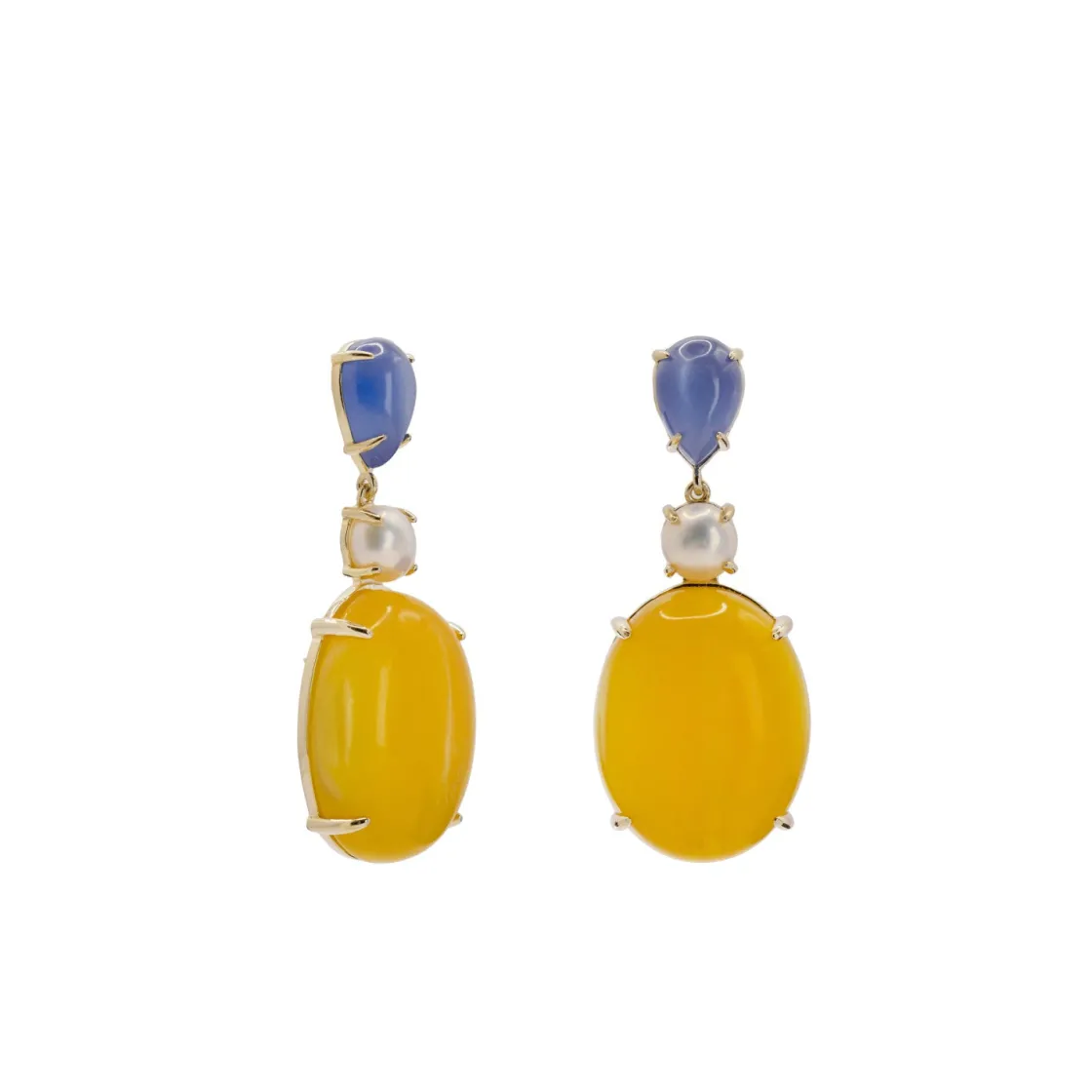 Pendientes Largos | Pendientes De Piedra Natural | LINEARGENT Pendientes de piedra natural en tono citrine