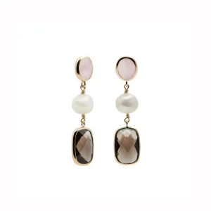 Pendientes Largos | Pendientes De Piedra Natural | LINEARGENT Pendientes de piedra natural largos en tonos tierra