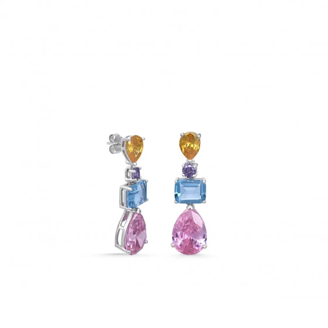 Pendientes Largos | Pendientes De Piedras De Colores | LINEARGENT Pendientes de piedras de colores diseño colgante con gemas