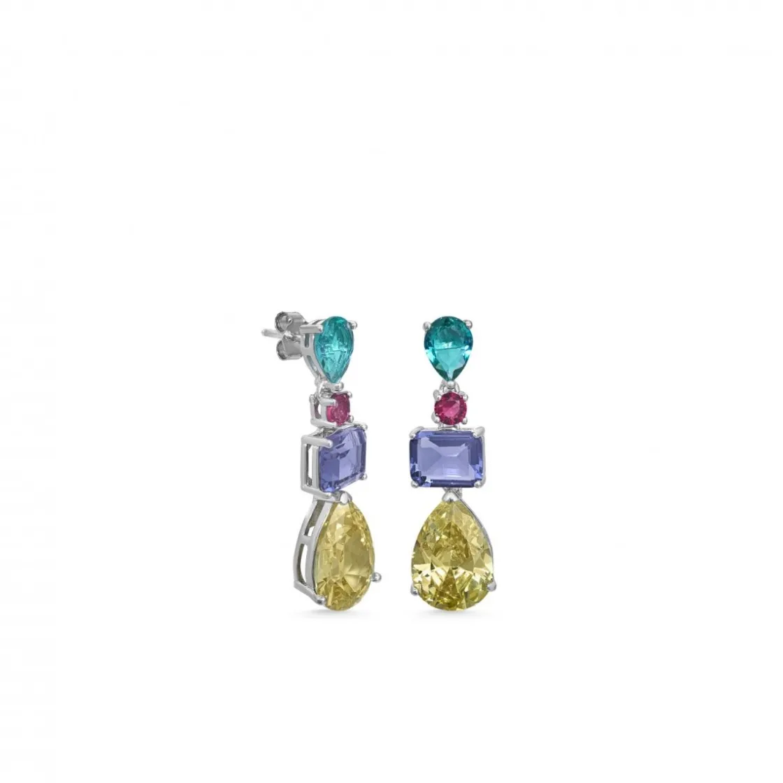 Pendientes Largos | Pendientes De Piedras De Colores | LINEARGENT Pendientes de piedras de colores diseño colgante en diferentes tallas