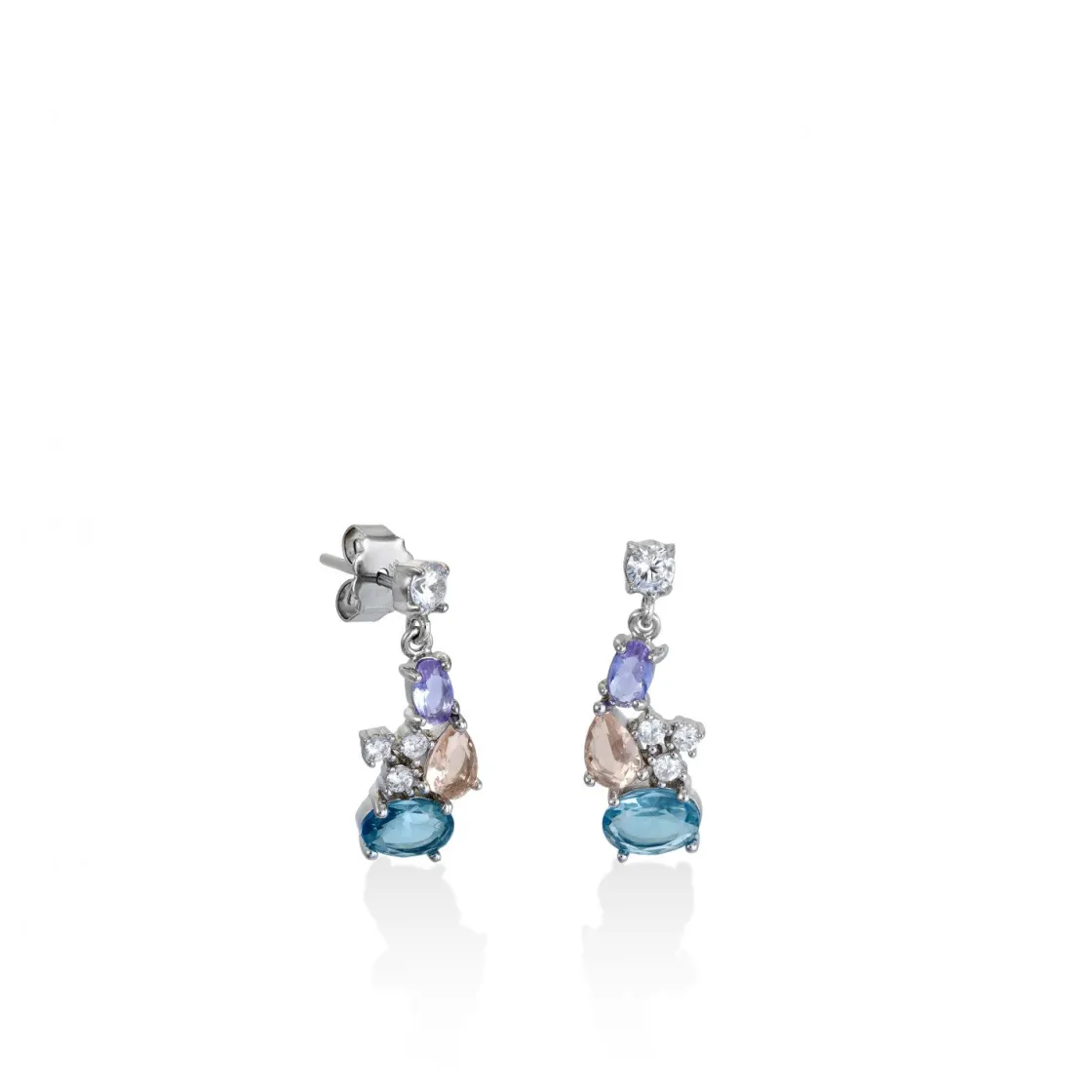 Pendientes De Piedras De Colores | LINEARGENT Pendientes de piedras de colores diseño compacto con circonitas