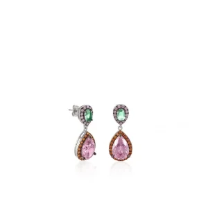 Pendientes De Piedras De Colores | LINEARGENT Pendientes de piedras de colores diseño de doble lágrima