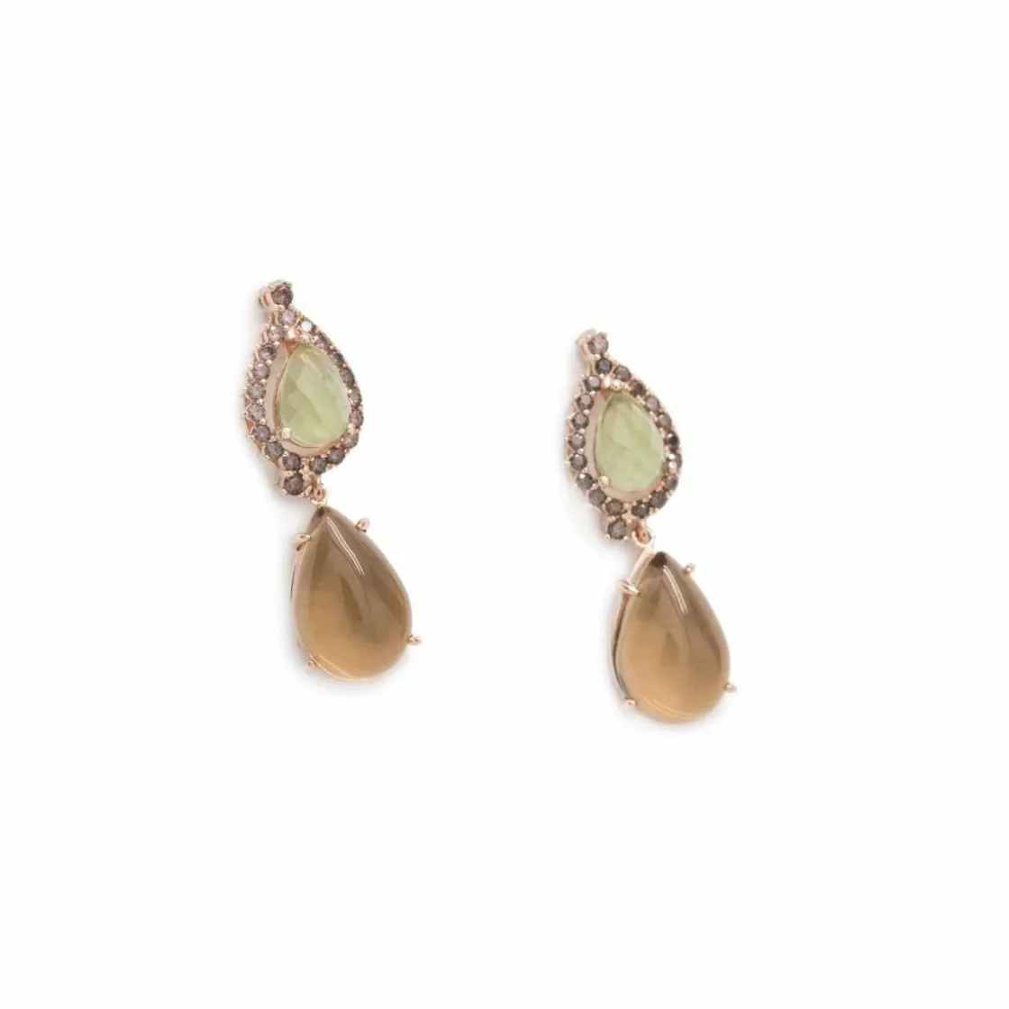 Pendientes De Piedras De Colores | LINEARGENT Pendientes de piedras de colores diseño de gota en tonos miel