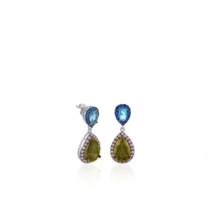 Pendientes De Piedras De Colores | LINEARGENT Pendientes de piedras de colores diseño de lágrima