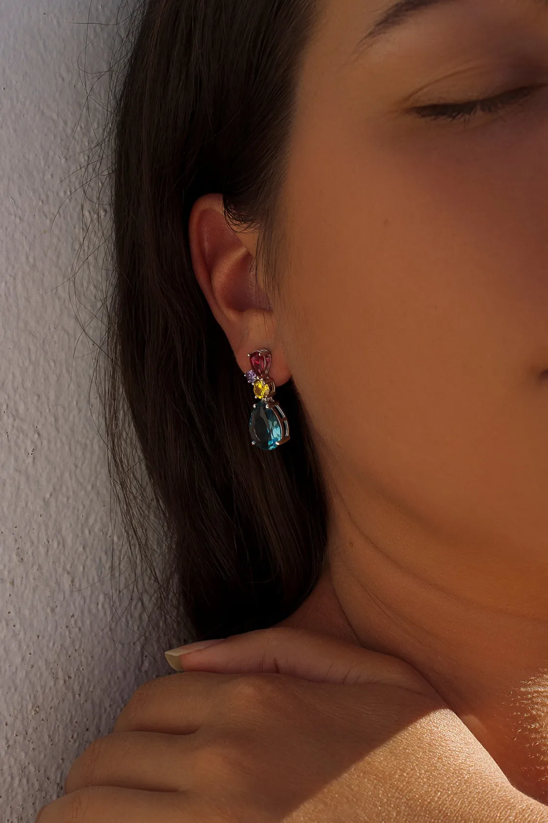 Pendientes De Piedras De Colores | LINEARGENT Pendientes de piedras de colores diseño gemas con circonitas