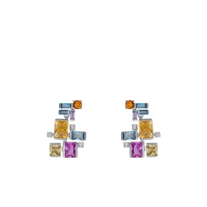 Pendientes De Piedras De Colores | LINEARGENT Pendientes de piedras de colores diseño geométrico multicolor