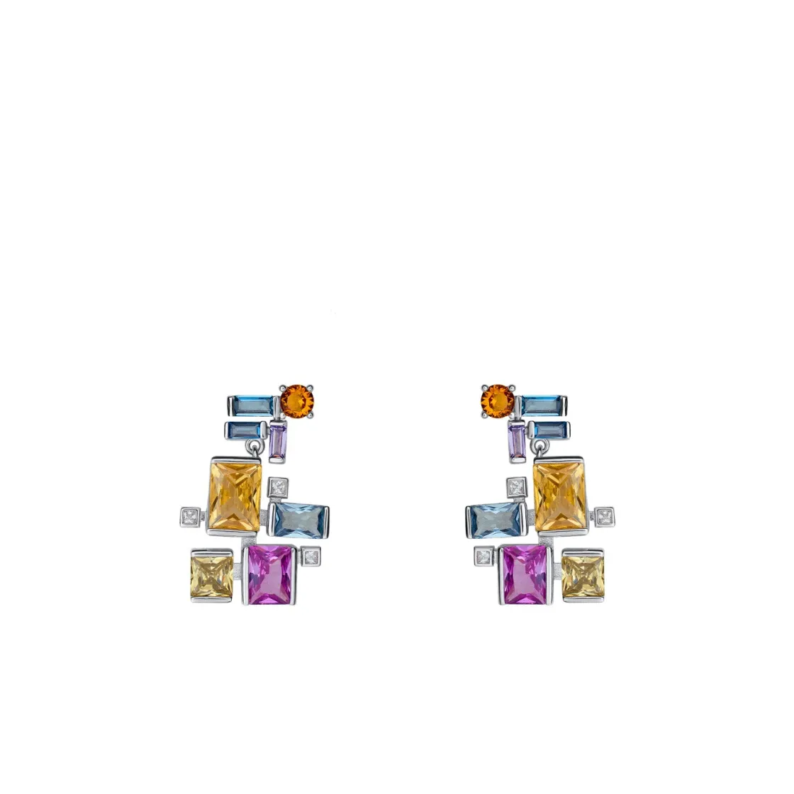 Pendientes De Piedras De Colores | LINEARGENT Pendientes de piedras de colores diseño geométrico multicolor