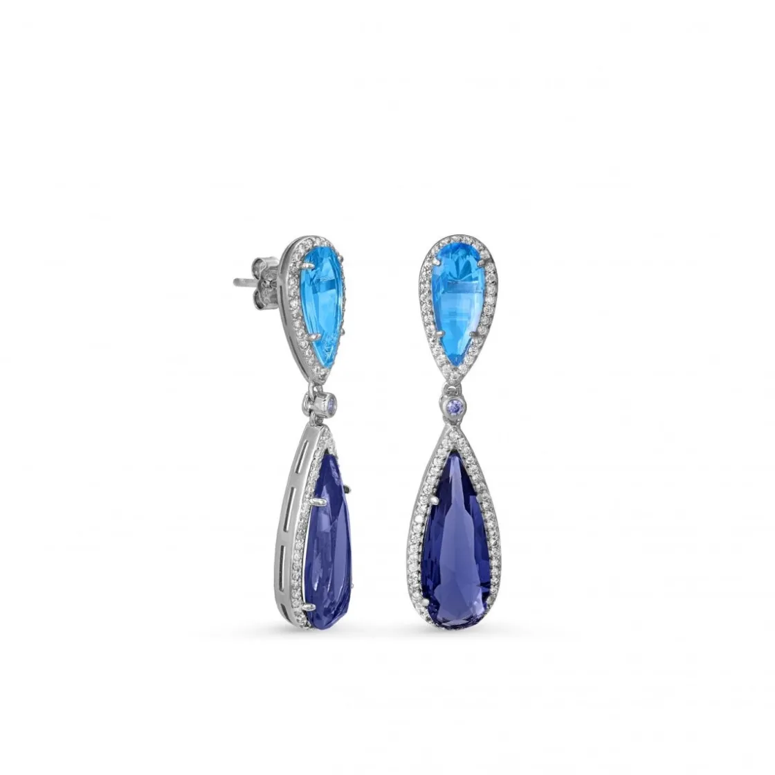 Pendientes Largos | Pendientes De Piedras De Colores | LINEARGENT Pendientes de piedras de colores diseño lágrima con circonitas