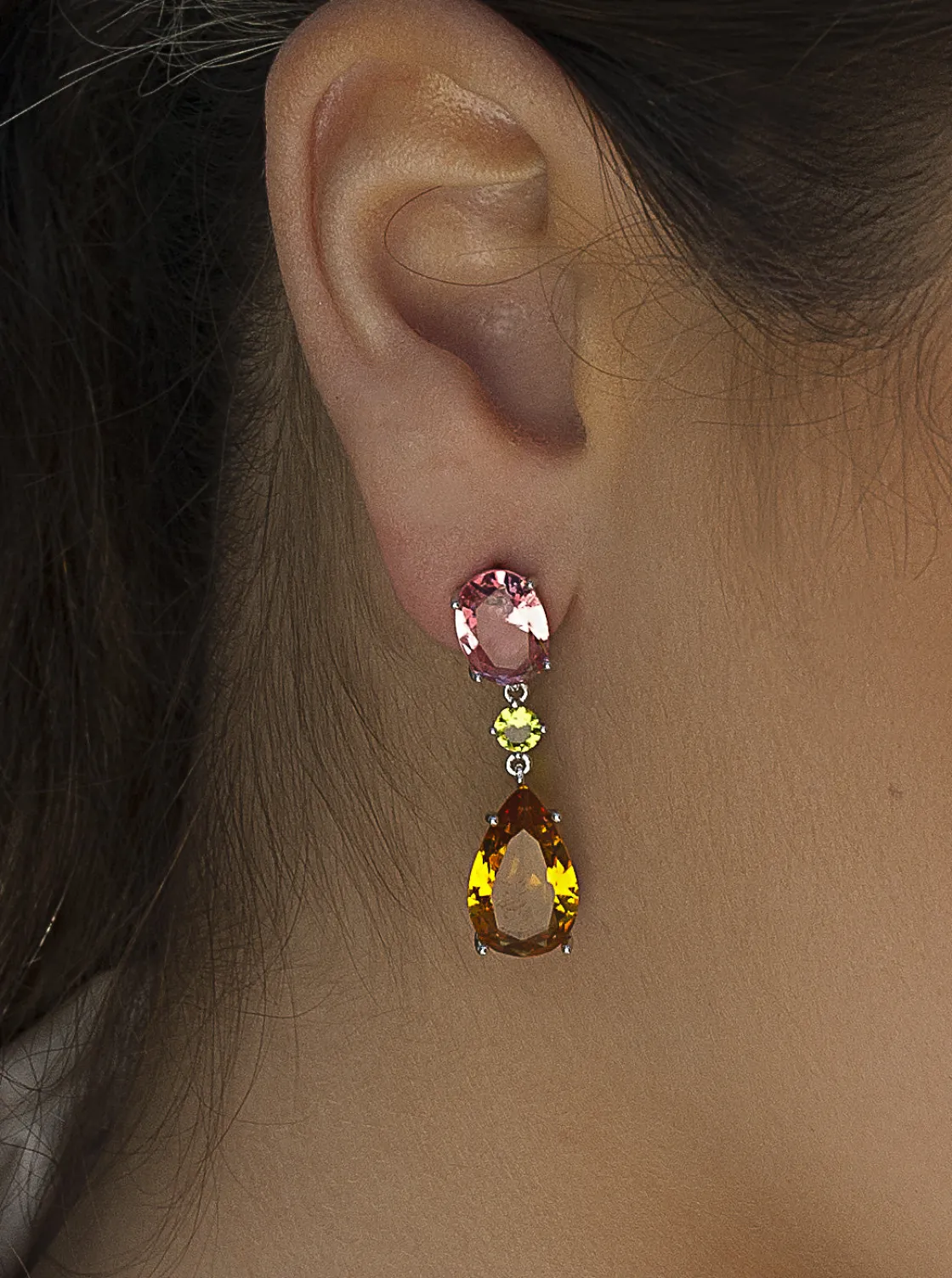 Pendientes Largos | Pendientes De Piedras De Colores | LINEARGENT Pendientes de piedras de colores diseño multicolor
