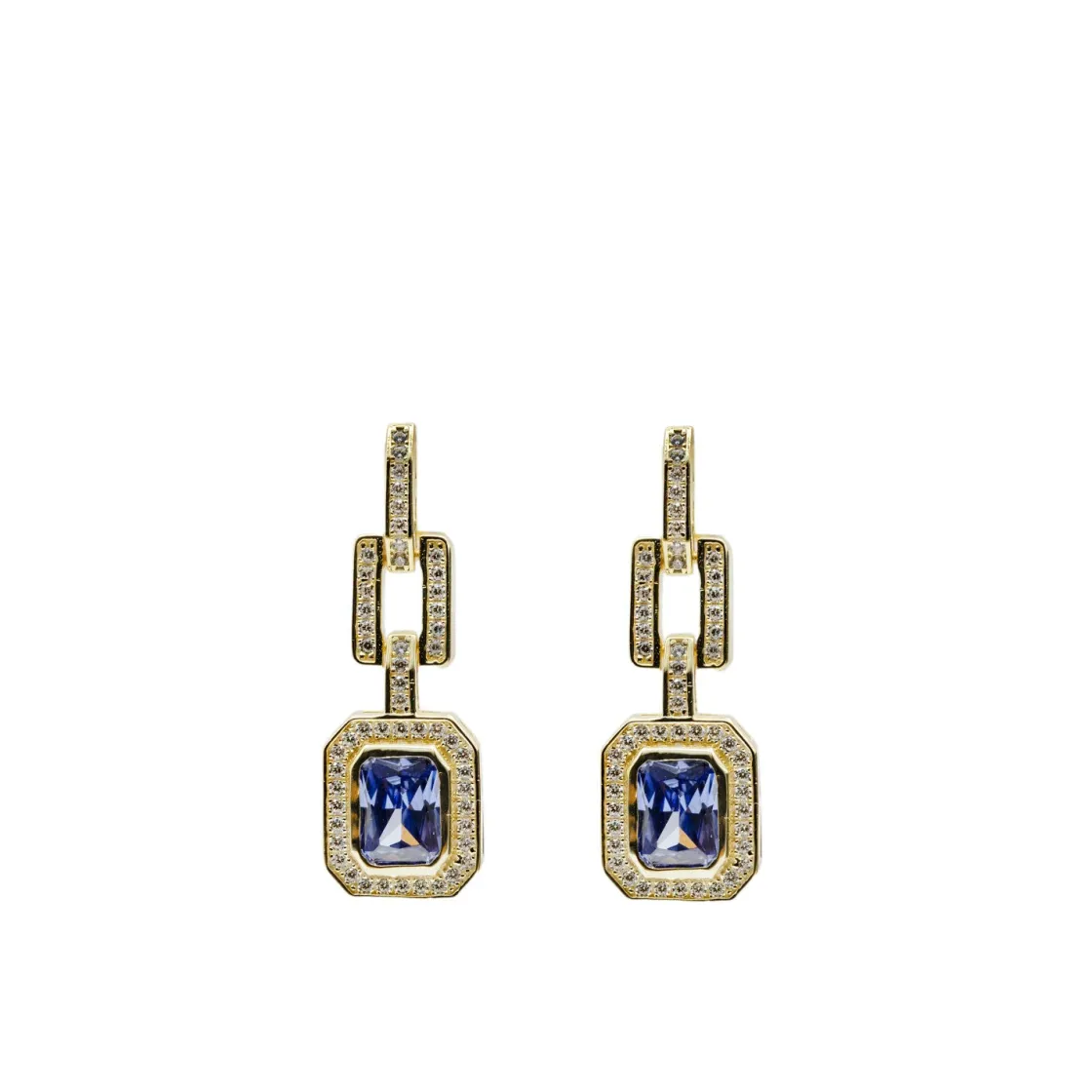 Pendientes De Piedras De Colores | LINEARGENT Pendientes de piedras de colores diseño octogonal tono azurita