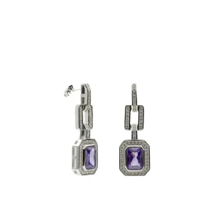 Pendientes De Piedras De Colores | LINEARGENT Pendientes de piedras de colores diseño octogonal tono lavanda