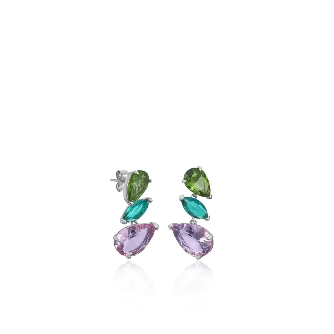 Pendientes De Piedras De Colores | LINEARGENT Pendientes de piedras de colores diseño tres gemas talla pera