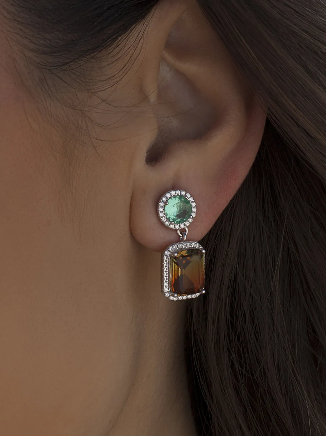 Pendientes De Piedras De Colores | LINEARGENT Pendientes de piedras de colores en aventurina y naranja