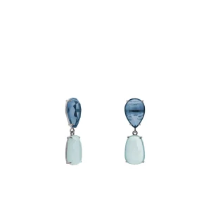 Pendientes De Piedras De Colores | LINEARGENT Pendientes de piedras de colores en tono azul lechoso