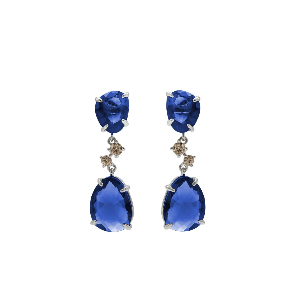 Pendientes De Piedra Natural | Pendientes De Piedras De Colores | LINEARGENT Pendientes de piedras de colores en tono cobalto y circonitas