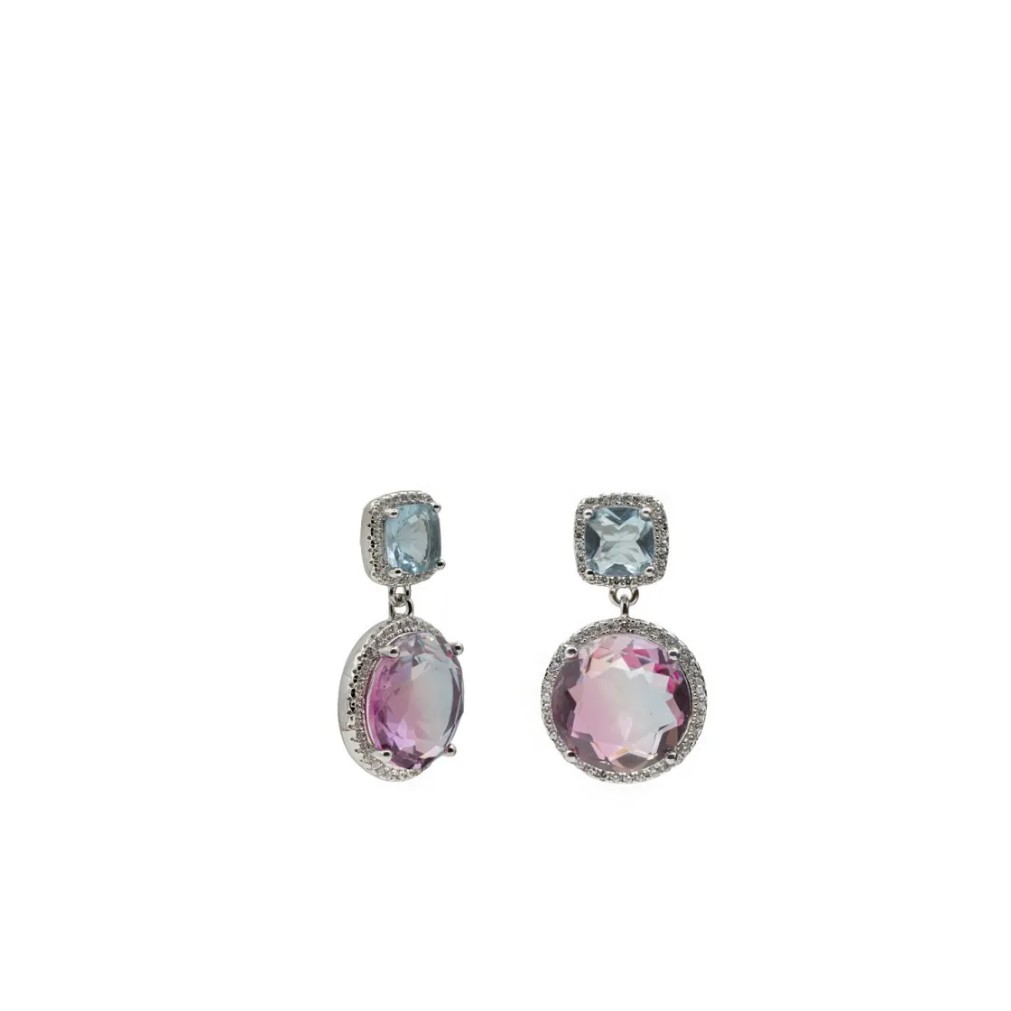 Pendientes De Piedra Natural | Pendientes De Piedras De Colores | LINEARGENT Pendientes de piedras de colores en tonos azul y fucsia