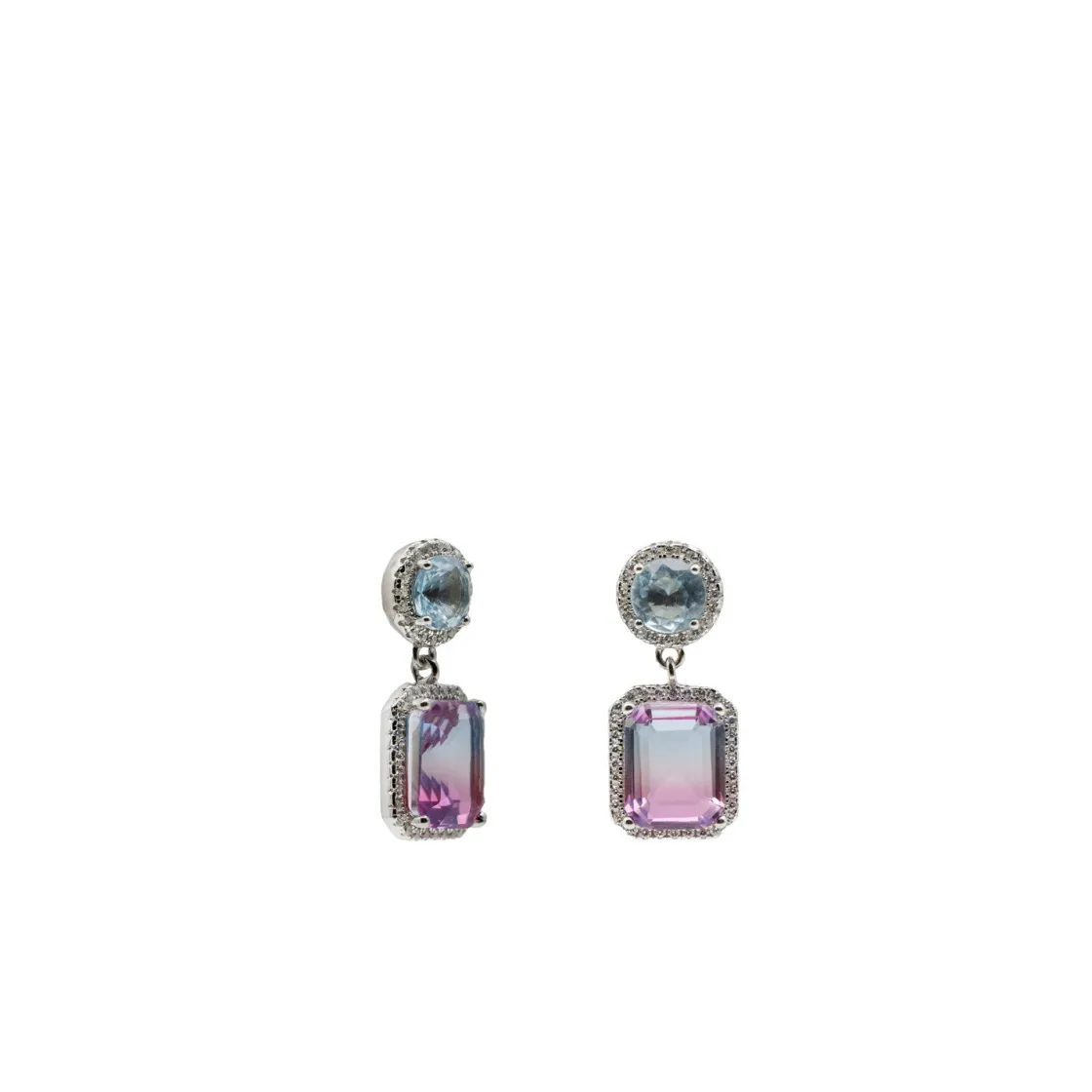 Pendientes De Piedra Natural | Pendientes De Piedras De Colores | LINEARGENT Pendientes de piedras de colores en tonos azul y rosa