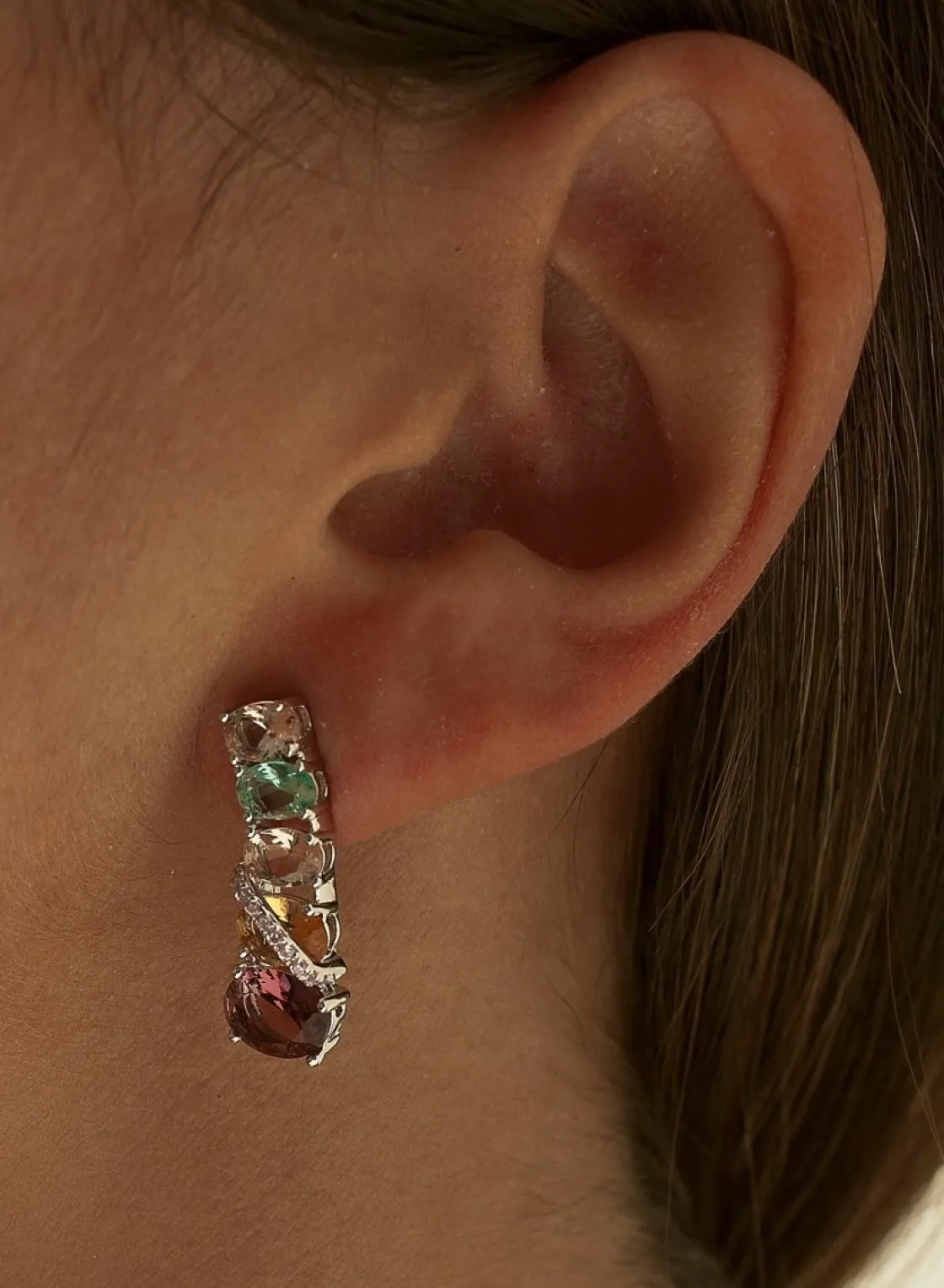 Pendientes De Piedras De Colores | LINEARGENT Pendientes de piedras de colores en tonos cálidos y circonitas